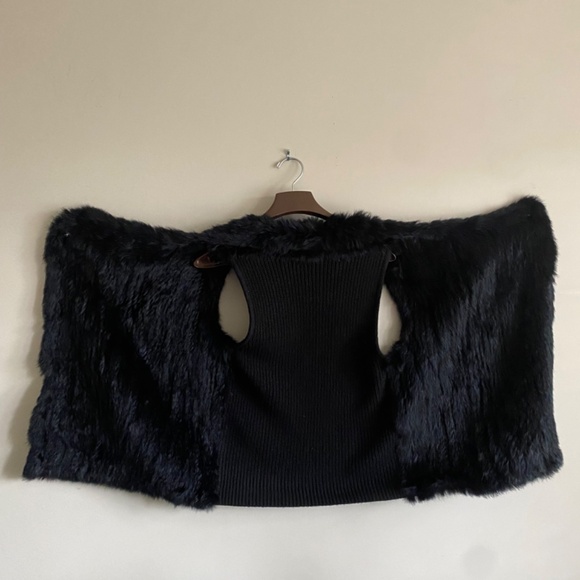 Catherine Malandrino Long Drape Genuine Rabbit Fur Vest (Black- S) - Picture 7 of 13